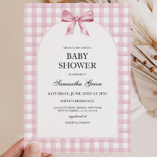 Invitación Chica de lazo rosa Baby Shower