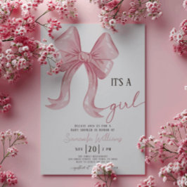 Invitación Chica de lazo rosa Baby Shower