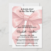 Chica de lazo rosa elegante Baby Shower