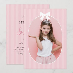 Invitación Chica de lazo rosa elegante Cumpleaños Sweet 16 Fo