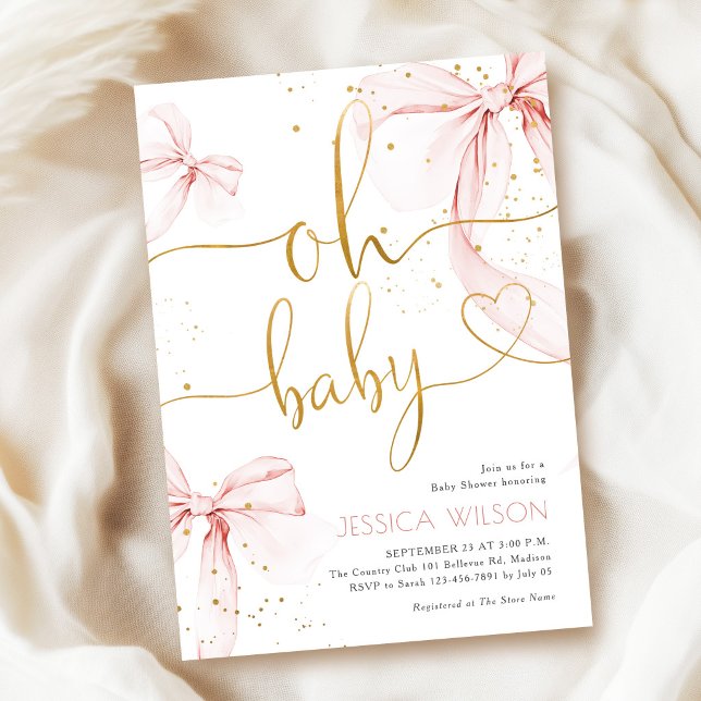 Invitación Chica de lazo rosa Oh Baby Baby Shower (Subido por el creador)