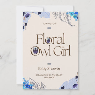 Invitación Chica de lechuza floral de Rubor rosa bonito Baby 