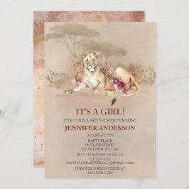 Invitación Chica de león Safari Sahara Savanna Baby Shower