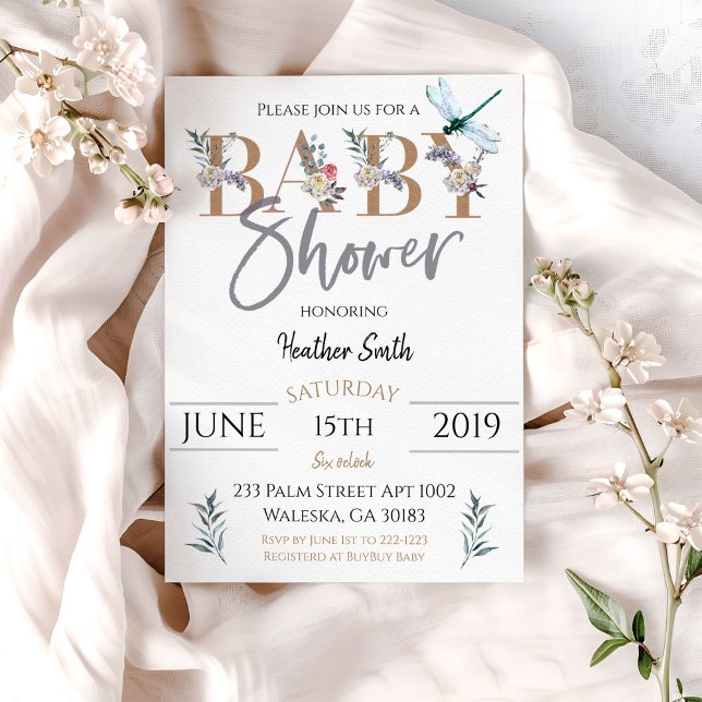 Invitación Chica de libélula Baby Shower (Subido por el creador)