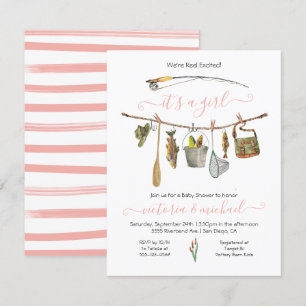 Invitación Chica de línea de la línea de la Baby Shower del c