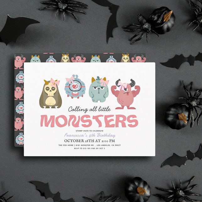 Invitación Chica de Little Monster Mash Halloween Cumpleaños (Subido por el creador)
