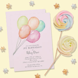 Invitación Chica de los globos acuáticos Primer cumpleaños