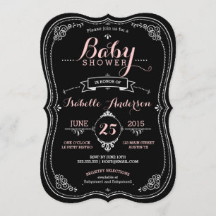 Invitación Chica de lujo dulce de Baby Shower de la pizarra