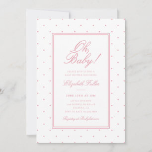 Invitación Chica de lunares rosados Baby Shower