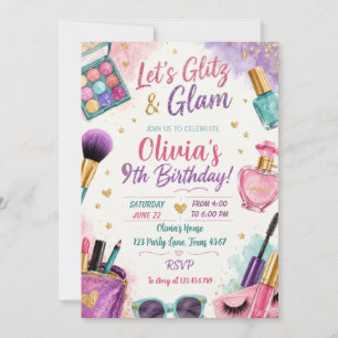 Invitación Chica de maquillaje Belleza Glam Cumpleaños