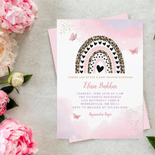 Invitación Chica de mariposa arcoiris rosa Baby Shower
