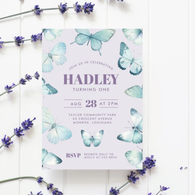 Invitación Chica de mariposa azul púrpura encantado Cumpleaño (Subido por el creador)