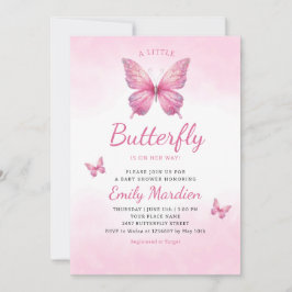 Invitación Chica de mariposa Baby Shower rosa Minimalista sim