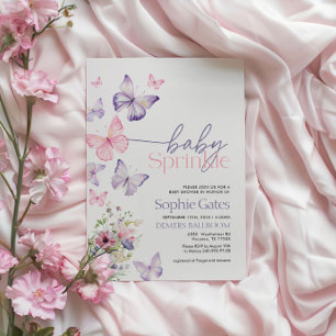 Invitación Chica de mariposa Bebé Sprinkle