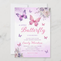 Chica de mariposa Boho Baby Shower Morple Floral P