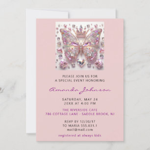 Invitación Chica de mariposa de Baby Shower Sweet 16th Pink R