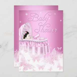 Invitación Chica de mariposa de bonito rosada Sparkle Baby Sh