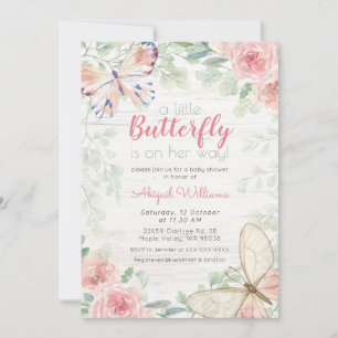 Invitación Chica de mariposa de flores rusas/vegetación Baby 