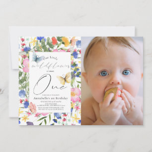 Invitación Chica de mariposa de flores silvestres, foto de pr