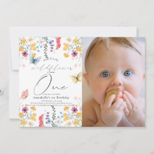 Invitación Chica de mariposa de flores silvestres, foto de pr