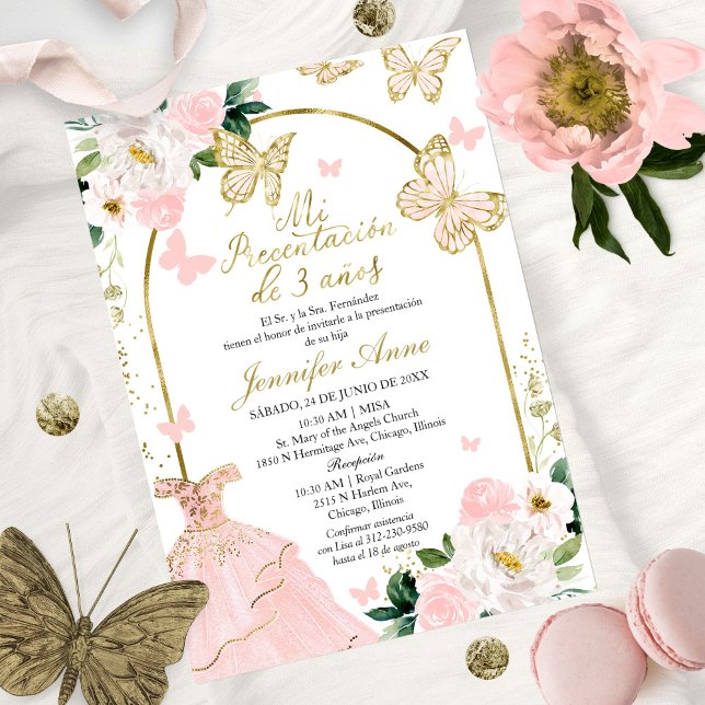 Invitación Chica de mariposa española Mi presentación de 3 añ (Subido por el creador)