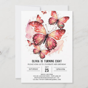 Invitación Chica de mariposa imprimible bohemia Cumpleaños