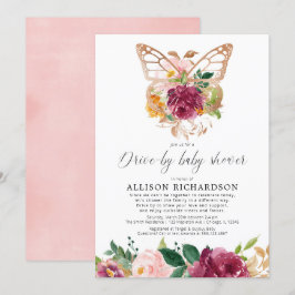 Invitación chica de mariposa mosca rosa burdeos ruidoso flora