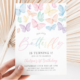 Invitación Chica de mariposa pastel primer cumpleaños Fiesta