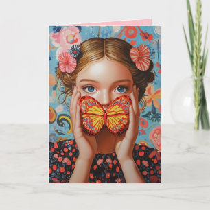 Invitación Chica de mariposa retrato en un país de maravilla 