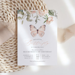 Invitación Chica de mariposa rosa Fiesta de cumpleaños