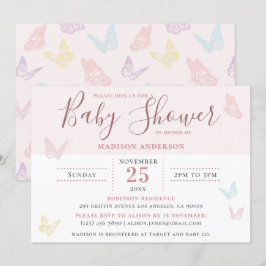 Invitación Chica de mariposa rosa pastel sensacional Baby Sho