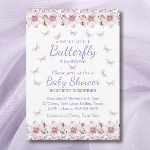 Invitación Chica De Mariposa Rosa Un Pequeño Baby Shower Flor