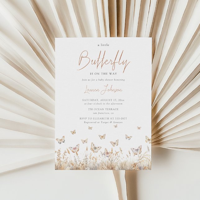 Invitación Chica de mariposa Wildflower Boho Baby Shower (Subido por el creador)