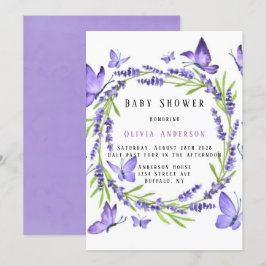 Invitación Chica de mariposas Lavender & Wisteria Baby Shower