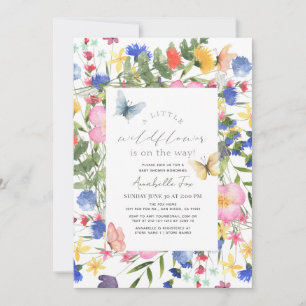 Invitación Chica de mariposas Little Wildflower Baby Shower