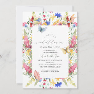 Invitación Chica de mariposas Little Wildflower Baby Shower