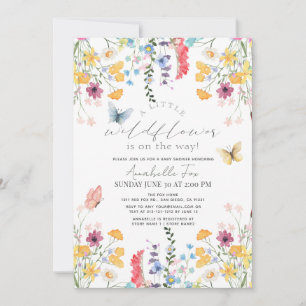 Invitación Chica de mariposas Little Wildflower Baby Shower