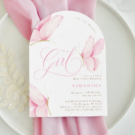 Invitación Chica de mariposas rosadas Baby Shower
