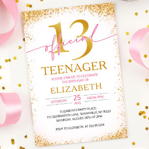 Invitación Chica de moda 13º cumpleaños