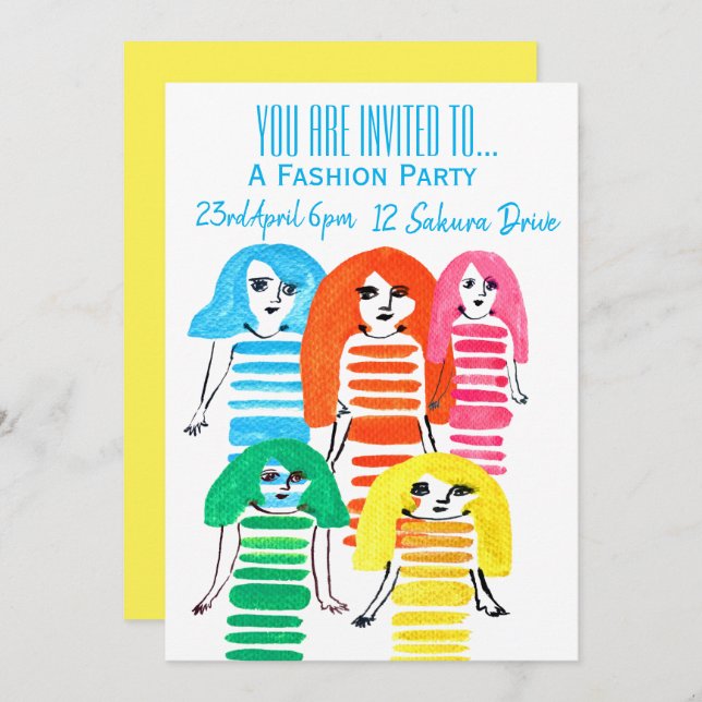 Invitación Chica de moda cumpleaños fiesta tween fashion (Anverso / Reverso)