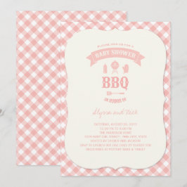 Invitación Chica de Moda de barbacoa Pastel Pink Checks Fiest
