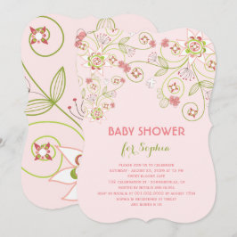 Invitación Chica de Moda de floración rosa brillante Baby Sho
