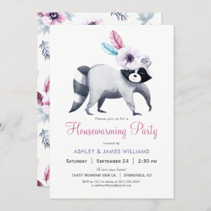 Invitación Chica de moda Raccoon Fiesta para el calentamiento