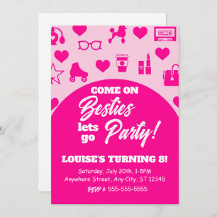 Invitación Chica de muñecas rosadas Descarga digital de moda