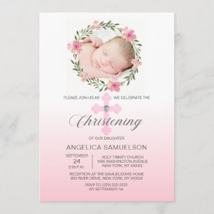 Invitación Chica de NAVEGACIÓN rosa de corteza floral FOTO