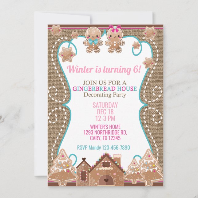 Invitación chica de Navidades de casa de pan de je (Anverso)