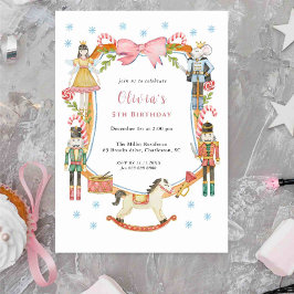 Invitación Chica de Navidades de cazadores de nueces rosados 