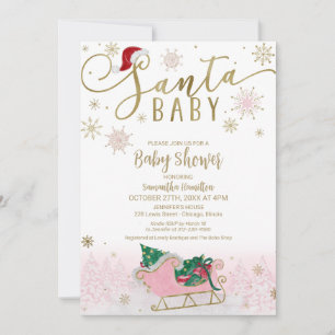 Invitación Chica de Navidades de Santa Bebé Baby Shower