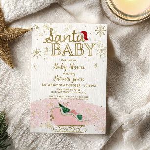 Invitación Chica de Navidades de Santa Bebé Baby Shower