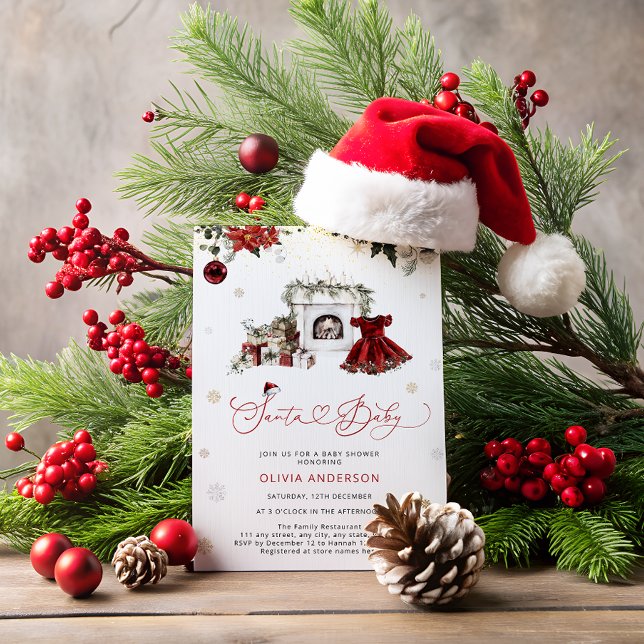 Invitación Chica de Navidades de Santa Bebé Baby Shower (Subido por el creador)
